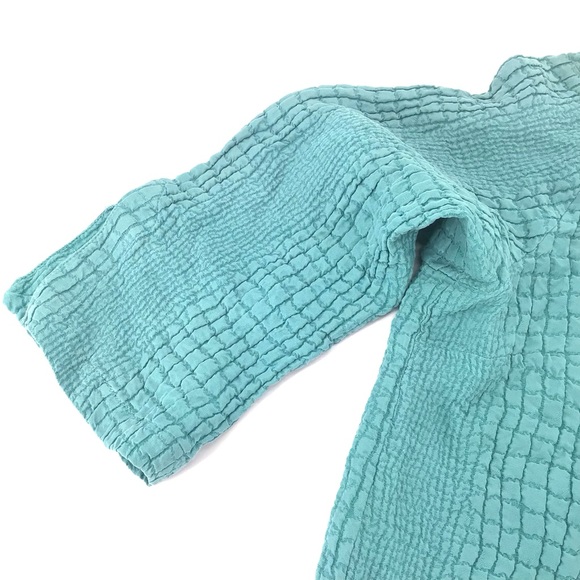 Citron Santa Monica Light Green Short Sleeve 100% Silk Lightweight Blouse PM - Picture 7 of 14